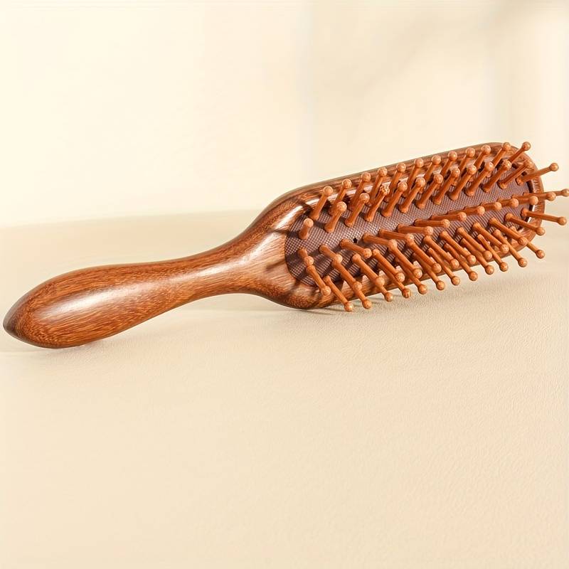 Sorendy Ahşap Dişli Saç Fırçası Doğal Saç Açıcı Kadın Saç Derisi Masaj Tarağı 19 cm AF-102