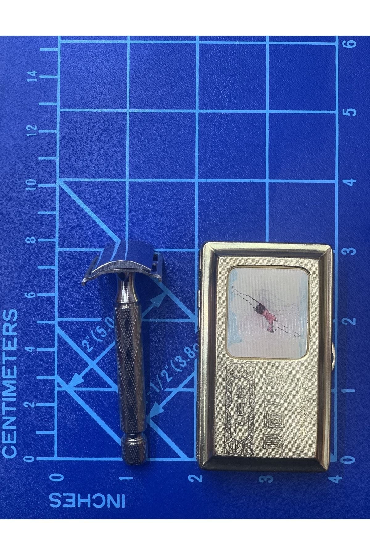 Retro Jiletli Tıraş Makinesi Mini Katlanabilir Seyahat Tipi Alüminyum Kutulu Vintage Eski Görünümlü