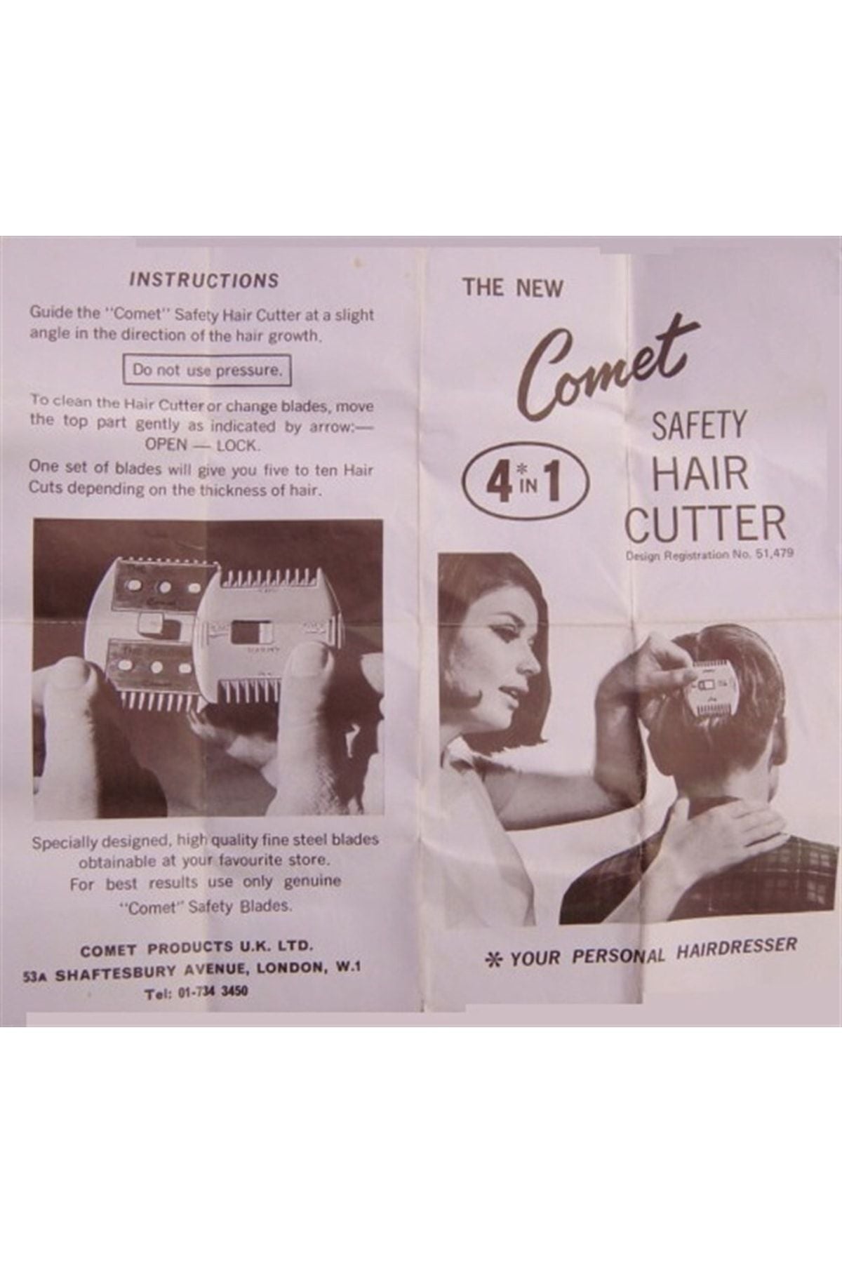 Comet 4in1 Retro Tıraş Aleti Manuel Saç Düzeltme Ve Jiletli Tarak Evde Tıraş Saç Usturası Tarağı