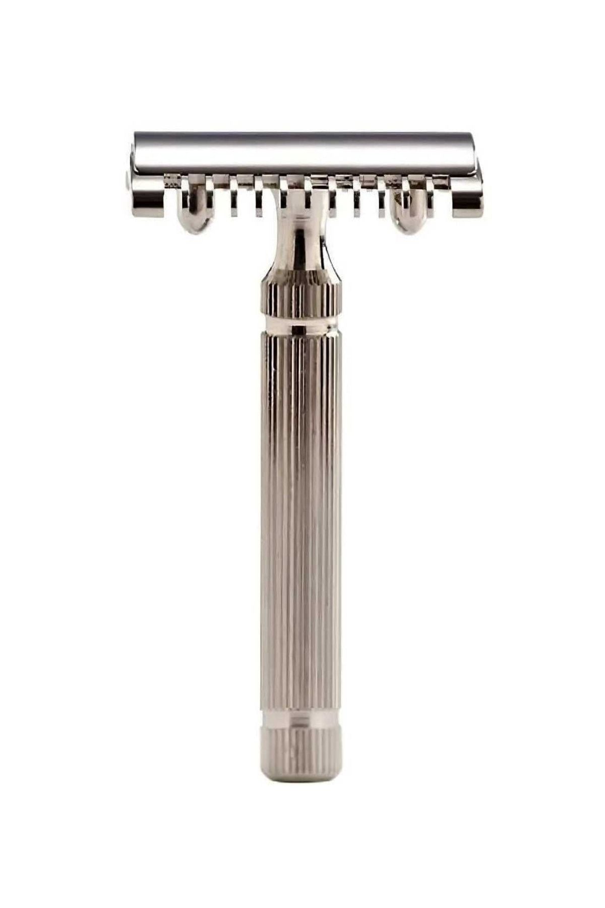 Fatip 42100 Grande Geleneksel Tıraş Makinesi Üç Parçalı Nikel Jiletli Çift Kenarlı Sakal Bıçağı