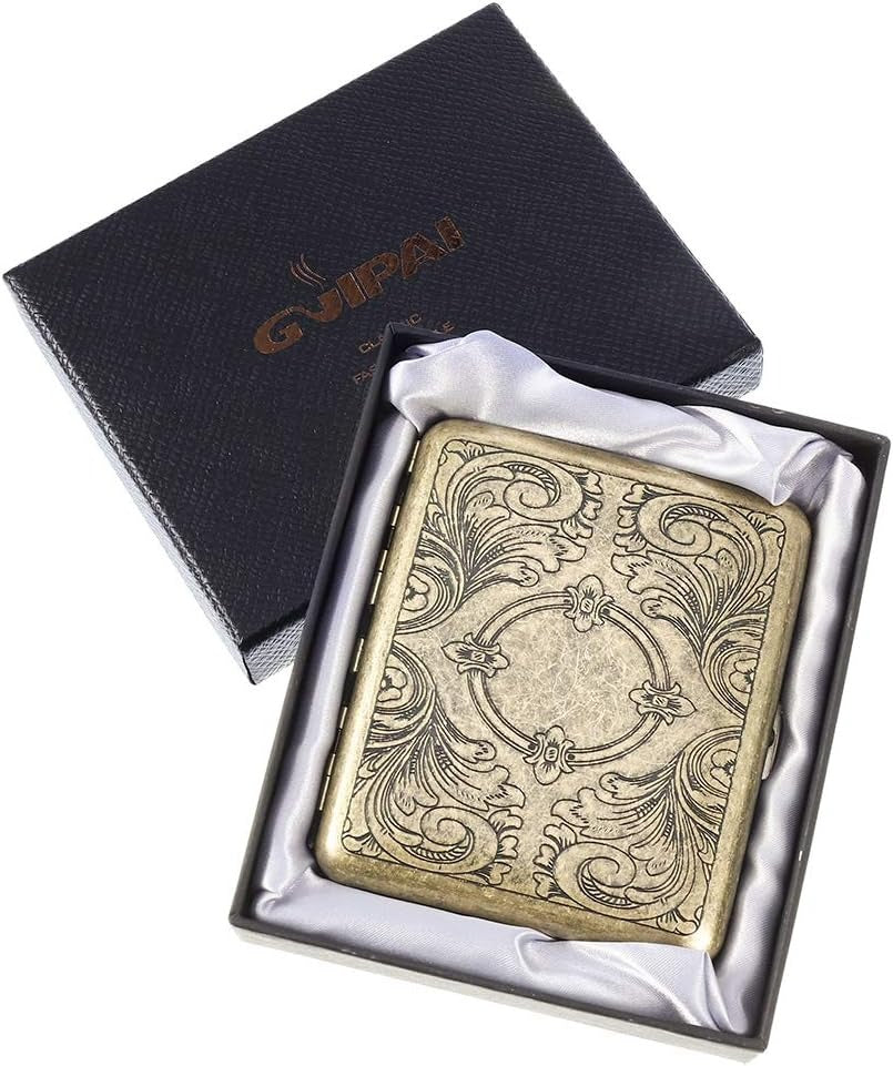 Kısa Sigara Tabakası Kutusu Retro Tasarım Çift Taraflı Tabla Saklama Kutusu ST-108 Metal 95 mm Kare