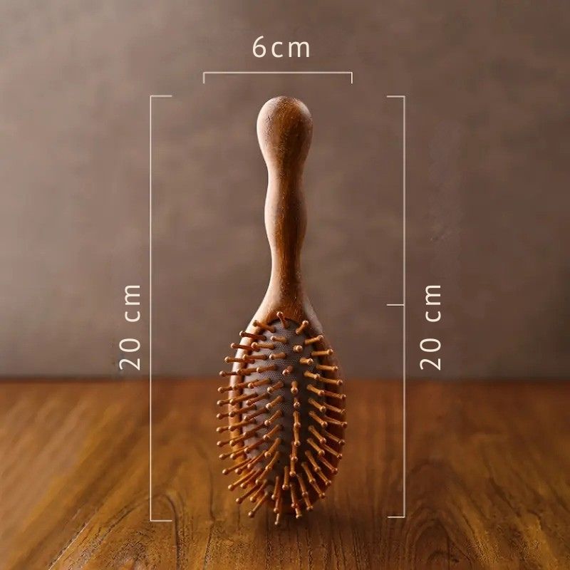 Sandal Ağacı Ahşap Uçlu Oval Saç Fırçası Doğal Hava Yastıklı Saç Açıcı Fırça AF-111