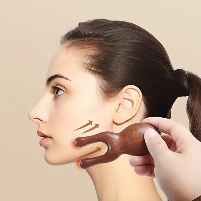Göz Masaj Aleti Burun Kemiği Şekillendirici Akupresür Gua Sha Ahşap Yüz El Masajı Ahşap AT-124