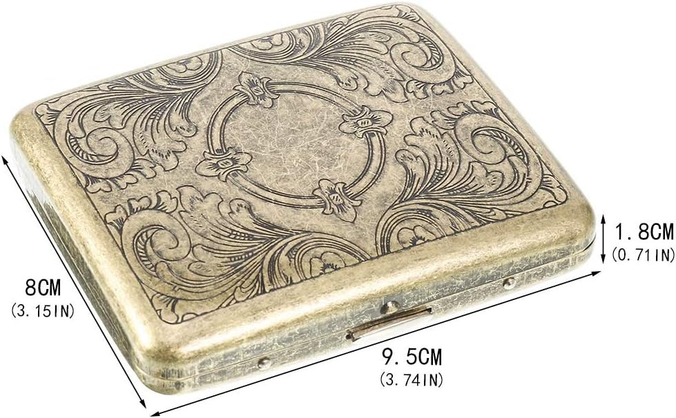 Kısa Sigara Tabakası Kutusu Retro Tasarım Çift Taraflı Tabla Saklama Kutusu ST-108 Metal 95 mm Kare