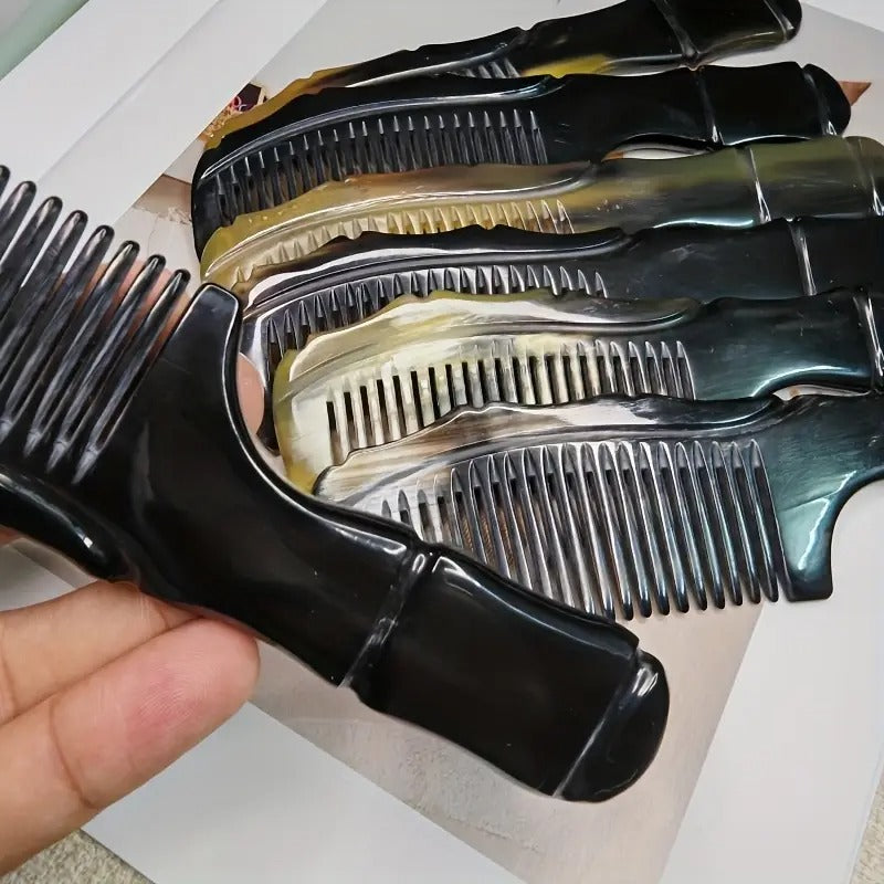 Mini Saplı Çanta Tarağı Doğal Kemik Tarak Boynuz Saç Tarağı El Yapımı Saplı Mini KT-148 - 16 CM