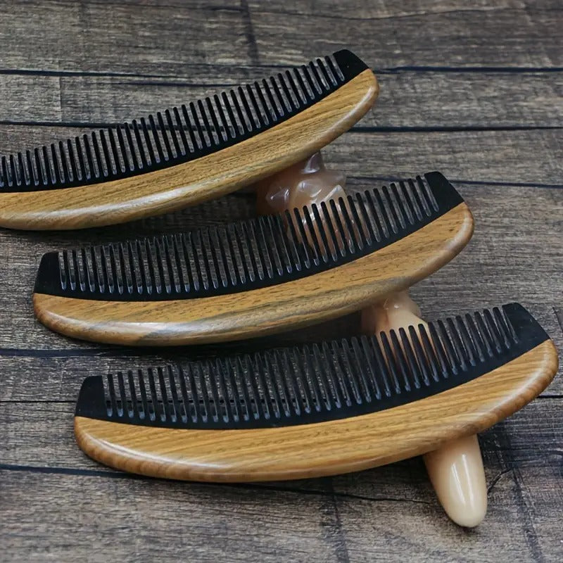 Sandal Ağaçı Kaplamalı Kemik Dişli Tarak Ahşap Saç Tarağı 16 cm AT-130