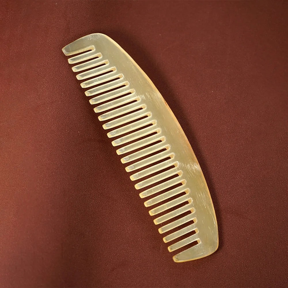 Sorendy Doğal Sığır Boynuzu Seyrek Dişli Kemik Tarak El Yapımı Kıvırcık Saçlar için KT-133 - 15 cm