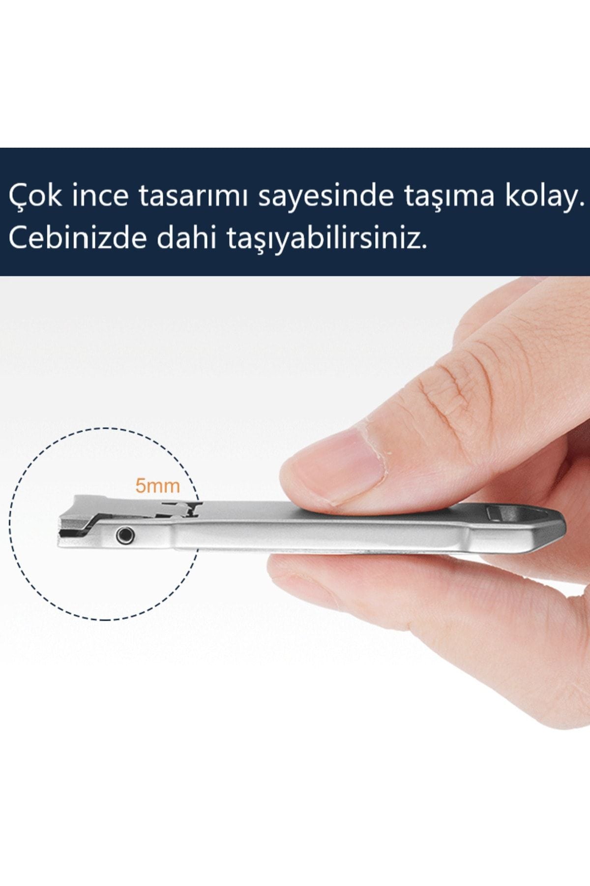 Rex AC-3 Katlanabilir Çok İnce Çıtçıt El Tırnak Makası Cüzdana Sığabilen Paslanmaz Anahtarlıklı
