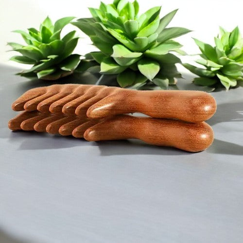 Sorendy Kıvırcık Saçlar için Ahşap Sandal Ağacı Geniş Dişli Tarak AT-118 - 20 cm Seyrek Dişli Doğal