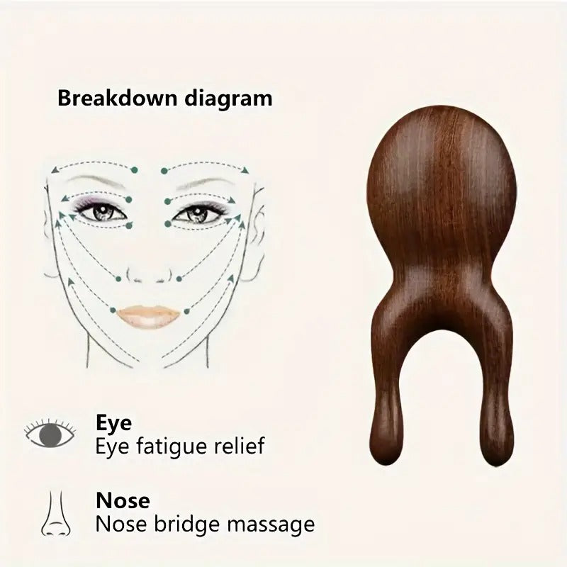Göz Masaj Aleti Burun Kemiği Şekillendirici Akupresür Gua Sha Ahşap Yüz El Masajı Ahşap AT-124