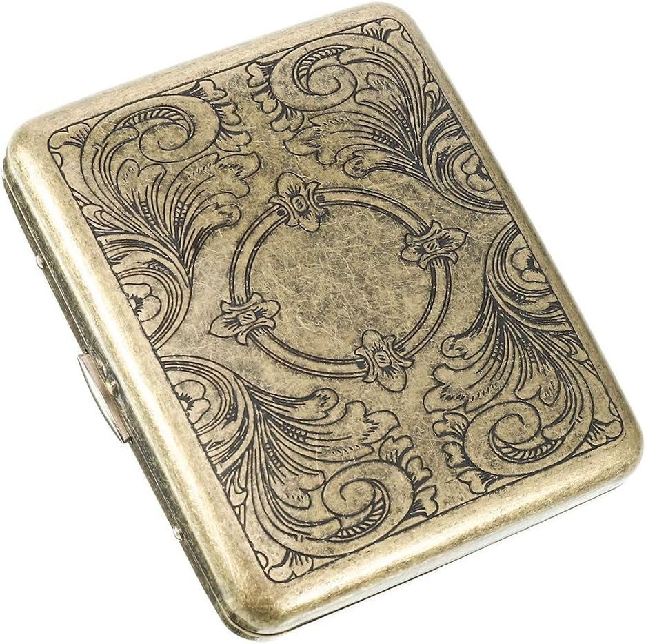 Kısa Sigara Tabakası Kutusu Retro Tasarım Çift Taraflı Tabla Saklama Kutusu ST-108 Metal 95 mm Kare