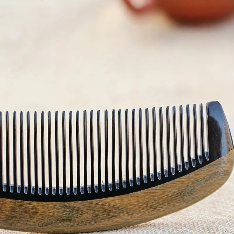 Sandal Ağaçı Kaplamalı Kemik Dişli Tarak Ahşap Saç Tarağı 16 cm AT-130