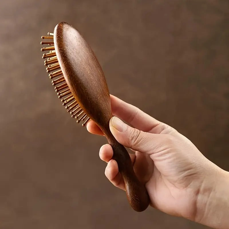 Sandal Ağacı Ahşap Uçlu Oval Saç Fırçası Doğal Hava Yastıklı Saç Açıcı Fırça AF-111