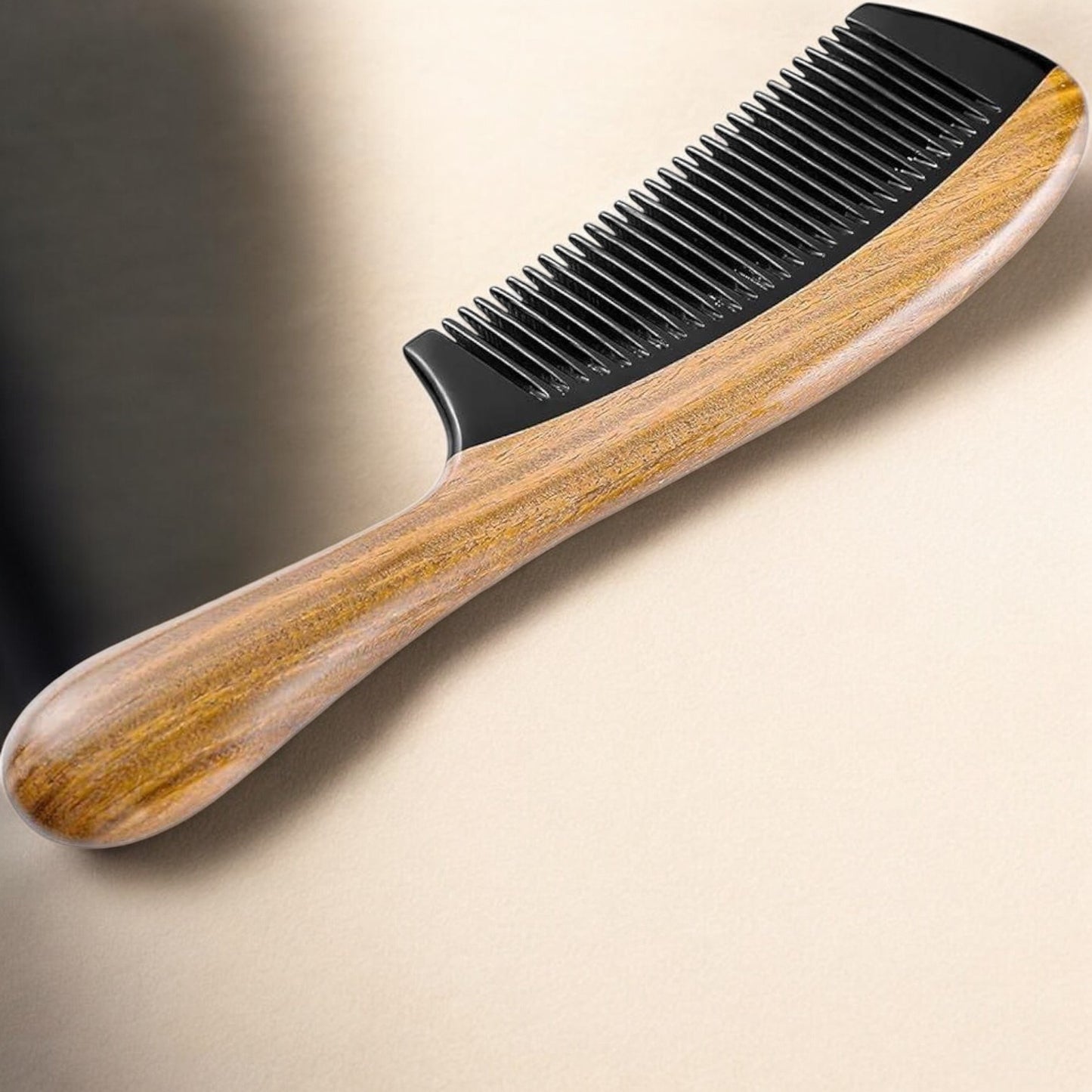 Sorendy Pelesenk Ağaçı Kaplamalı Kemik Dişli Tarak Ahşap Saç Tarağı 20 cm AT-126 Saplı