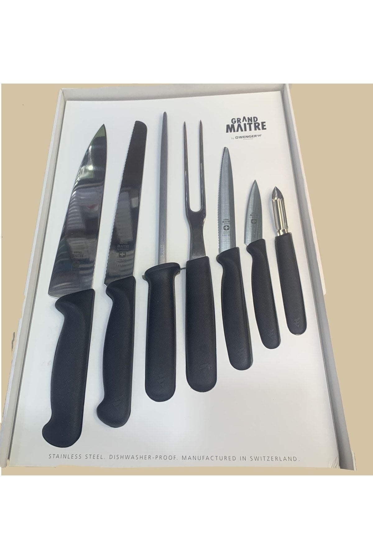 Grand Maitre 310131 Profesyonel Şef Bıçak Seti Paslanmaz Çelik Isviçre Malı Chef Bıçağı Set 7