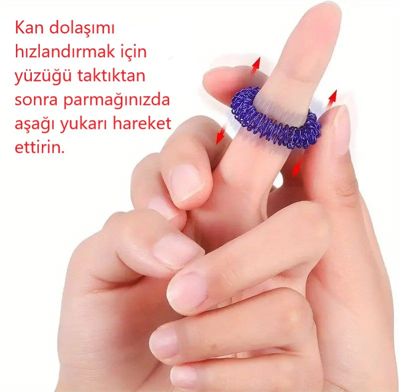 Sujok Akupresür Yüzüğü Parmak Masajı Akupunktur Yüzük Halkası Dikenli Duyusal Masaj Aleti 5 Adet