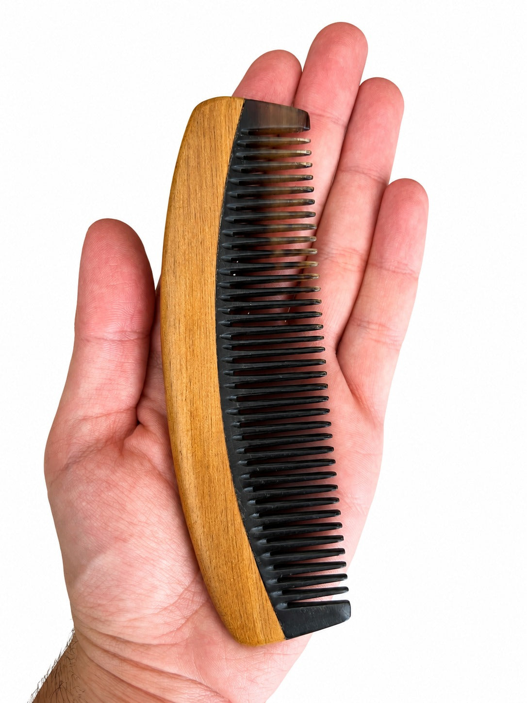 Sorendy Ahşap Gövdeli Sığır Boynuzu Kemik Tarak AT-147 El Yapımı Tarak 14-16 Cm