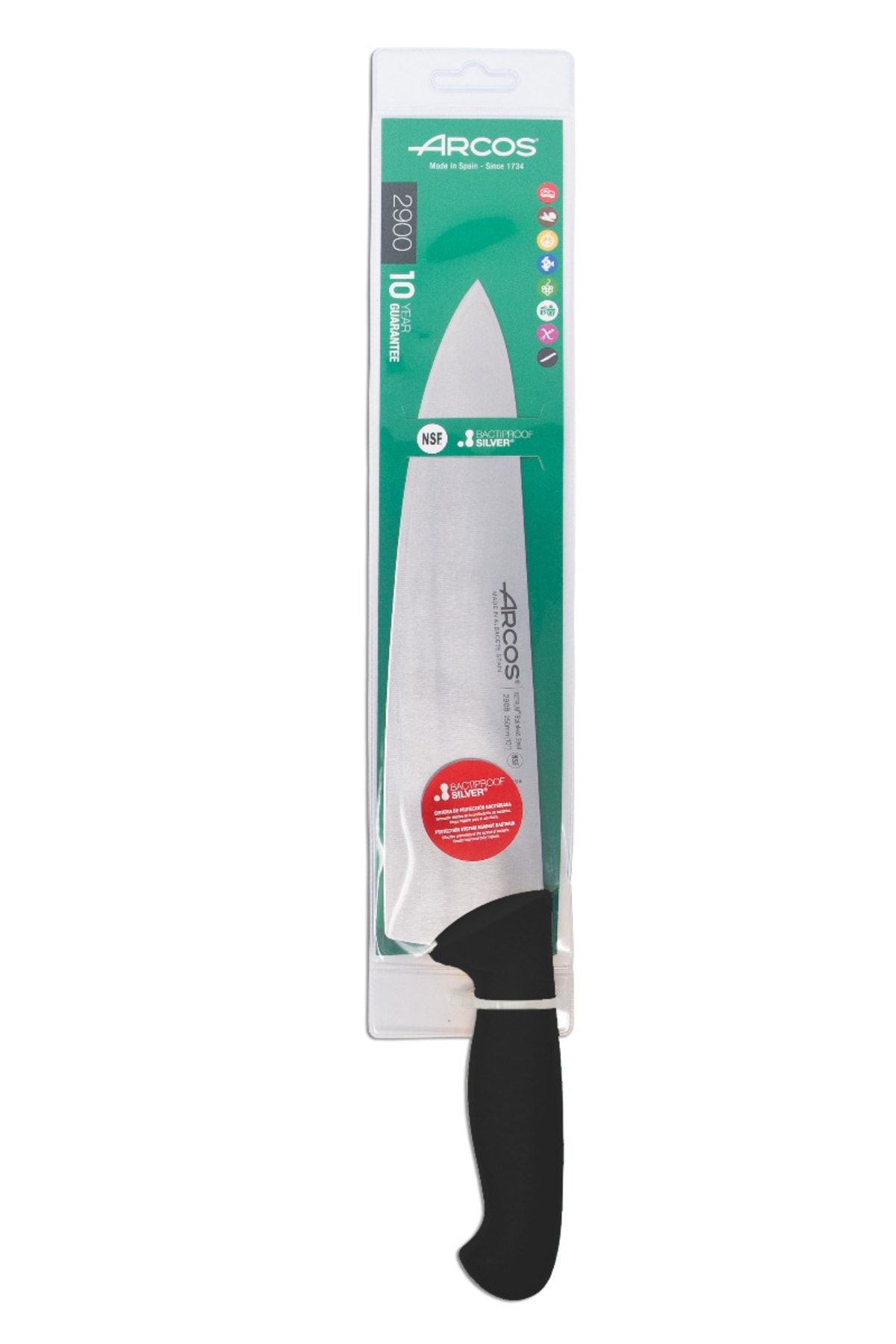 Arcos 290825 Pro Şef Aşçı Bıçağı 25 Cm Nitrum Paslanmaz Çelik Geniş Ağzılı Bıçak Mutfak Bıçağı