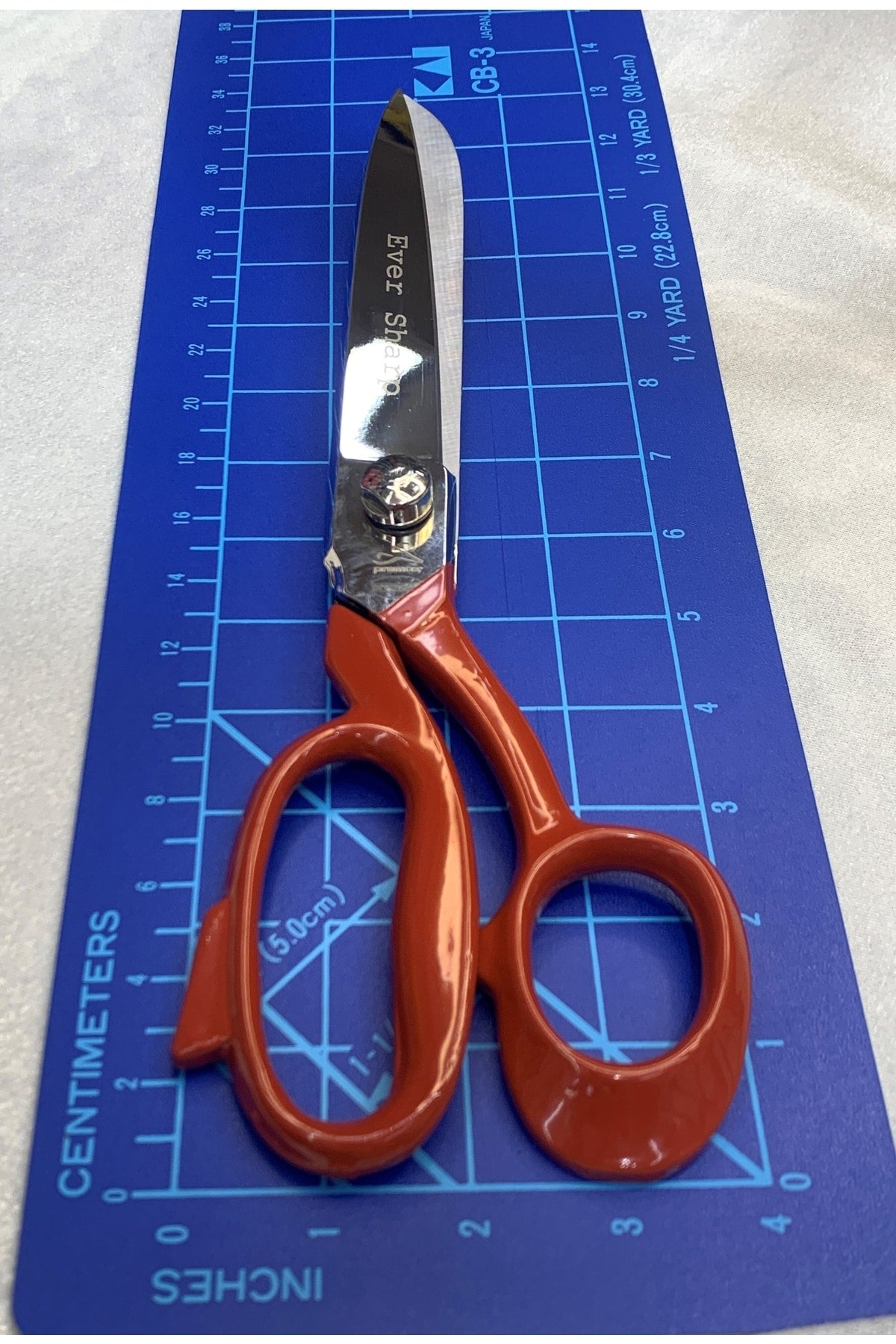 Premax 12 Inç Terzi Tekstil Makası Deri Ve Kumaş Kot Keser Makas 31 Cm Çelik Büyük Kırmızı Saplı