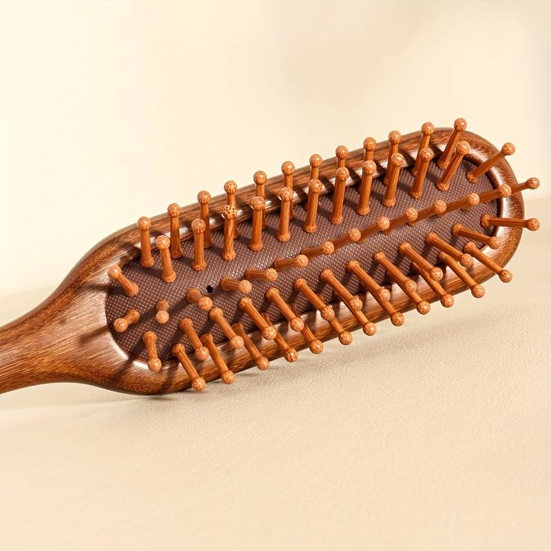 Sorendy Ahşap Dişli Saç Fırçası Doğal Saç Açıcı Kadın Saç Derisi Masaj Tarağı 19 cm AF-102
