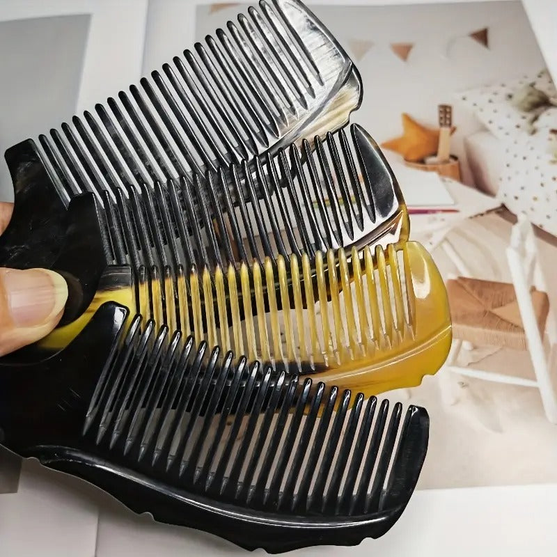 Mini Saplı Çanta Tarağı Doğal Kemik Tarak Boynuz Saç Tarağı El Yapımı Saplı Mini KT-148 - 16 CM