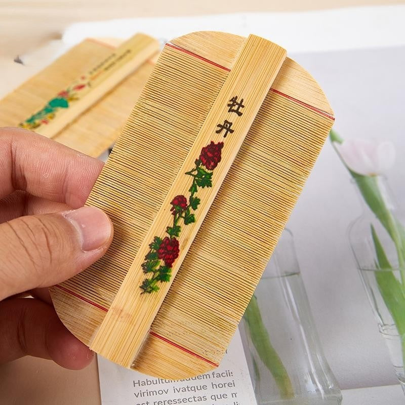 Sorendy El Yapımı Bambu Çift Taraflı Ahşap Bit Tarağı Kepek Geleneksel Çin Tasarımı AT-132 - 11 cm