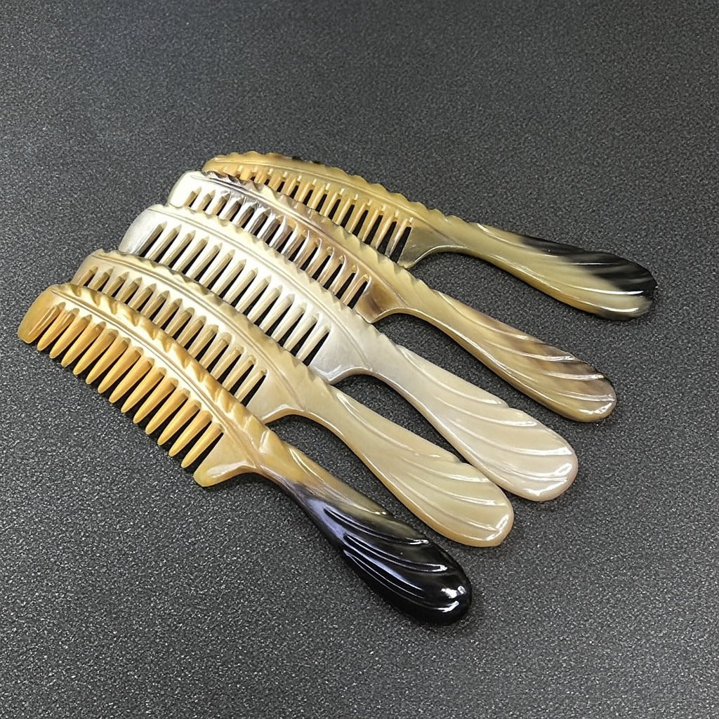 Sorendy Doğal Sığır Boynuzu Kemik Tarak Seyrek Dişli İnce Gövde Saplı Boynuz Tarağı KT-146 - 19 cm