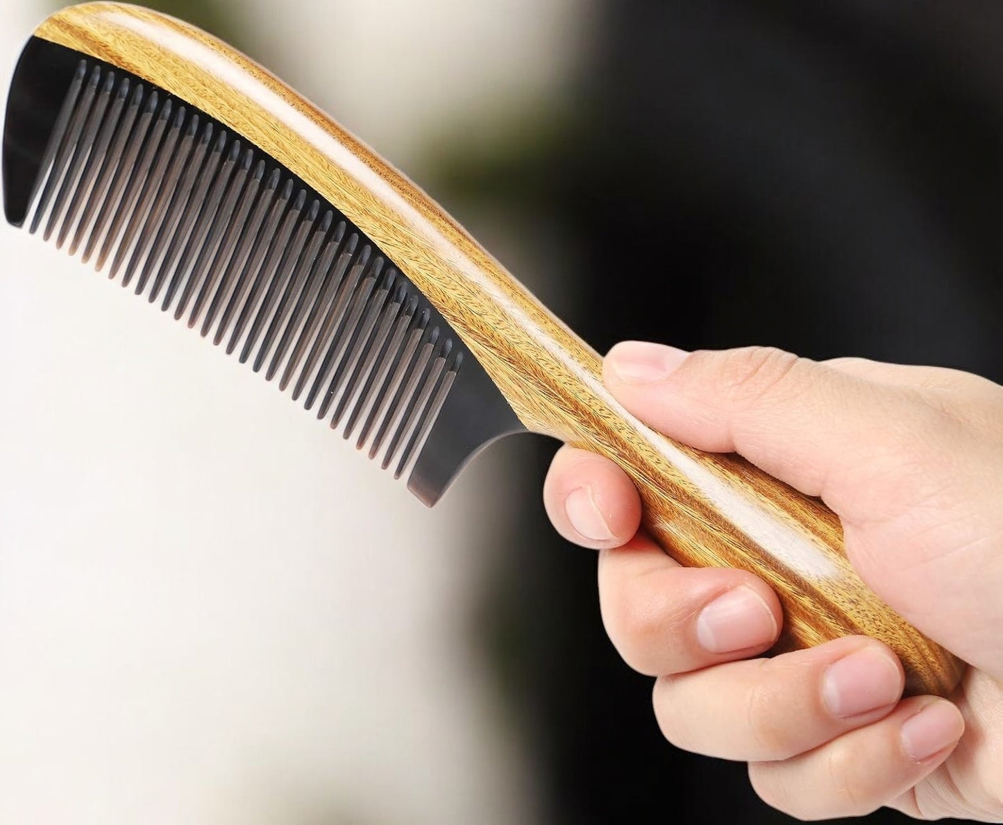 Sorendy Pelesenk Ağaçı Kaplamalı Kemik Dişli Tarak Ahşap Saç Tarağı 20 cm AT-126 Saplı