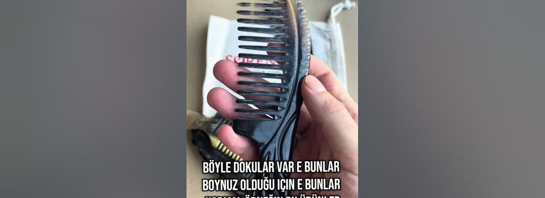 Gerçek kemik tarak nasıl anlaşılır videosunda doğal boynuz tarak ve numune parçaları