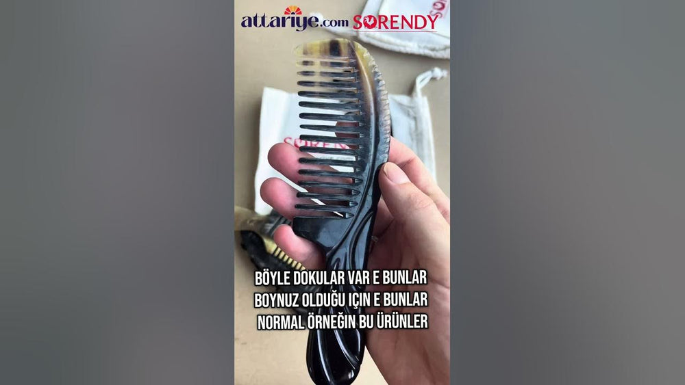 Gerçek kemik tarak nasıl anlaşılır videosunda doğal boynuz tarak ve numune parçaları