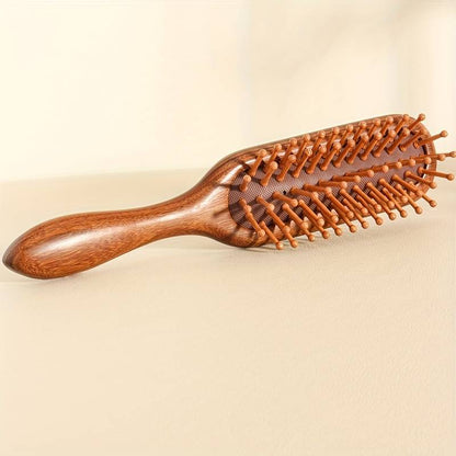Sorendy Ahşap Dişli Saç Fırçası Doğal Saç Açıcı Kadın Saç Derisi Masaj Tarağı 19 cm AF-102