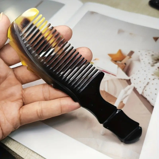 Mini Saplı Çanta Tarağı Doğal Kemik Tarak Boynuz Saç Tarağı El Yapımı Saplı Mini KT-148 - 16 CM