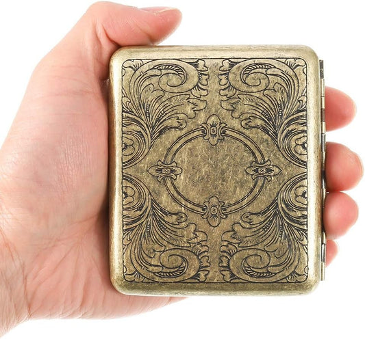 Kısa Sigara Tabakası Kutusu Retro Tasarım Çift Taraflı Tabla Saklama Kutusu ST-108 Metal 95 mm Kare