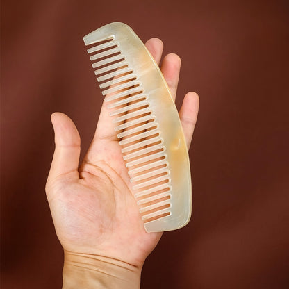 Sorendy Doğal Sığır Boynuzu Seyrek Dişli Kemik Tarak El Yapımı Kıvırcık Saçlar için KT-133 - 15 cm