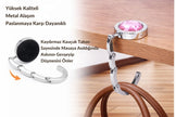 Kristal Taşlı Masa Kenarı Çanta Askısı Katlanır Asma Aparatı Metal Askılık CTA-106 - Pembe -1 Adet