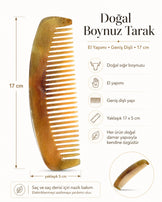 Sorendy Doğal Sığır Boynuzu Seyrek Dişli Kemik Tarak KT-171 - 18 cm Kıvırcık ve Dalgalı Saçlar İçin
