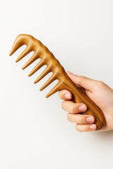 Sorendy Kıvırcık Saçlar için Ahşap Sandal Ağacı Geniş Dişli Tarak AT-118 - 20 cm Seyrek Dişli Doğal
