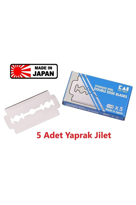 Japon Tam Jilet 5 Adet Tam Yaprak Jilet Sakal Tıraş Jileti Çift Kenarlı Klasik Tıraş Bıçağı 5li