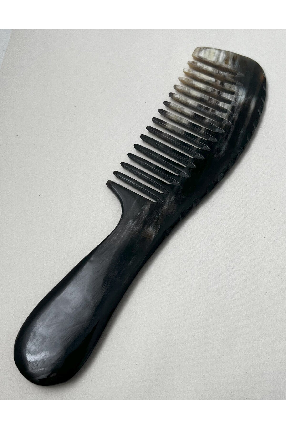 Sorendy Saplı Kemik Tarak Doğal 19 Cm Kt-132 Sığır Boynuzu El Yapımı Geniş Diş Aralıklı Kemik Tarağı