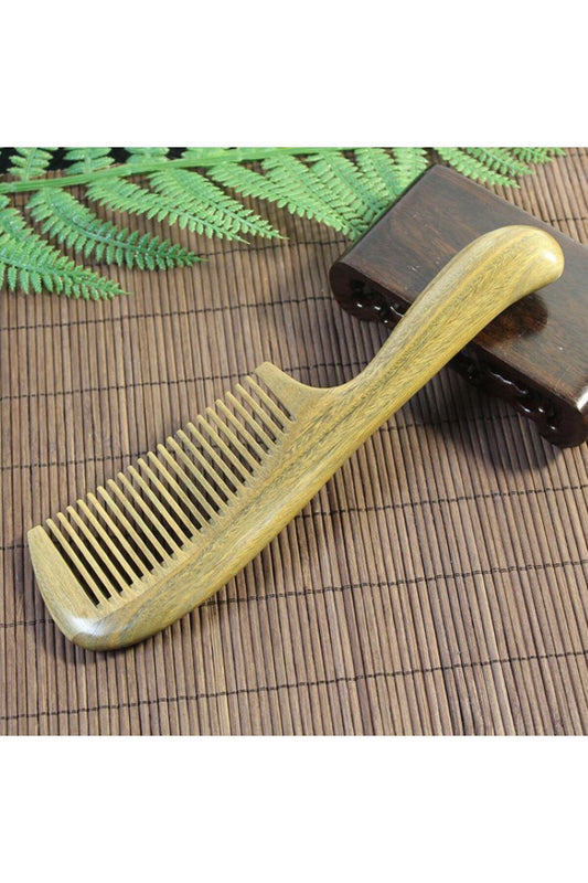 Sorendy Sandal Ağaçı Kaplamalı Pelesenk Tarak Geniş Dişli Ahşap Saç Tarağı 21 cm AT-106 Kokulu Doğal