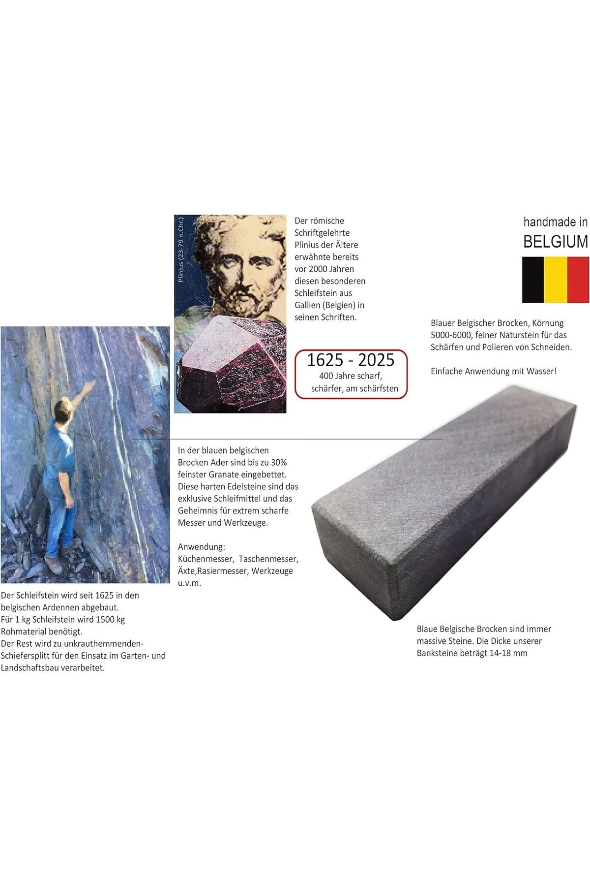 Belçika Blue Bileme Taşı Belgian Blue Whetstone Bbw Ustura Bıçak Bileyici Taş 611 - 200 Mm X 50 Mm