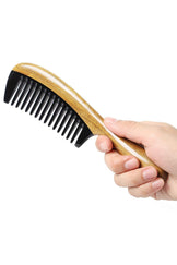 Sorendy Pelesenk Ağaç Kaplamalı Kemik Tarak 20 cm AT-105 Geniş Dişli Ahşap Saç Tarağı  Doğal