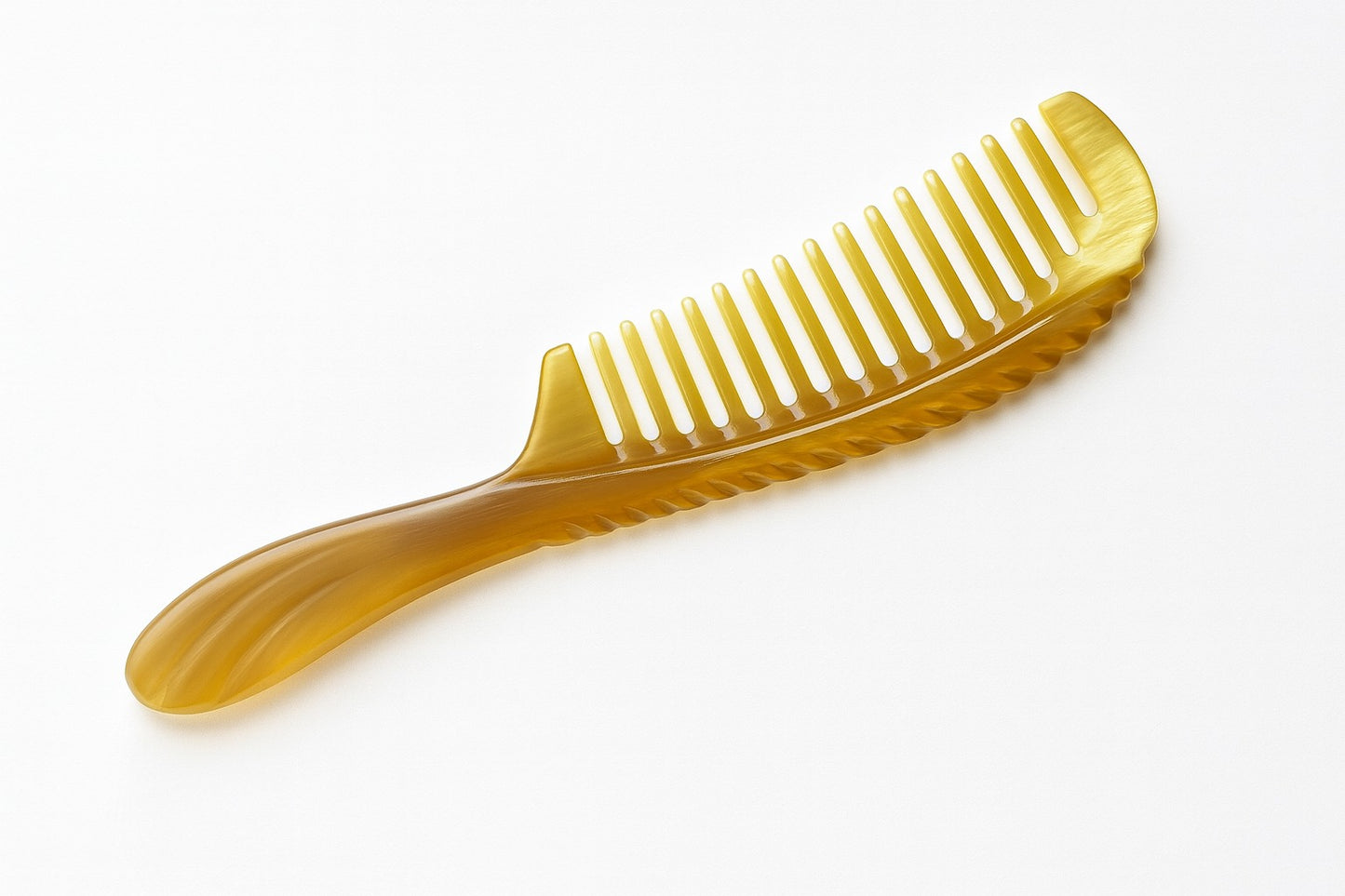 Sorendy Doğal Sığır Boynuzu Kemik Tarak Seyrek Dişli  İnce Gövde Saplı Boynuz Tarağı KT-146 - 19 cm