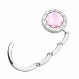 Kristal Taşlı Masa Kenarı Çanta Askısı Katlanır Asma Aparatı Metal Askılık CTA-106 - Pembe -1 Adet