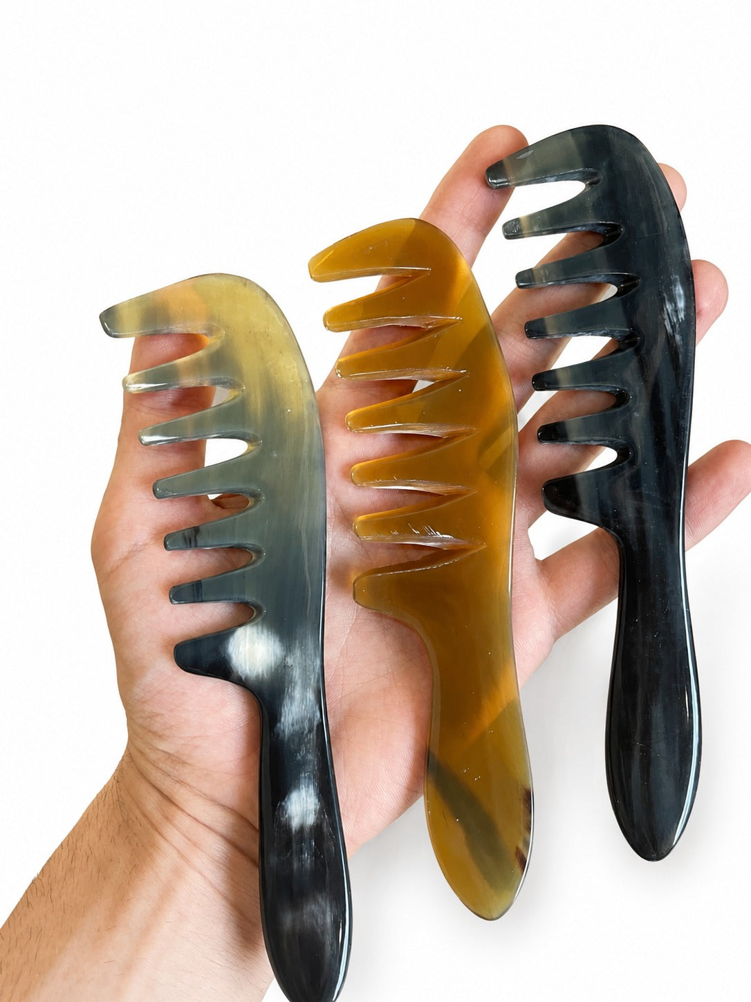 Attariye Sığır Boynuzu Doğal Kemik Tarak Seyrek Dişli Saç Tarağı Kafa Derisi Masaj Tarağı SKT-127 - 18 Cm