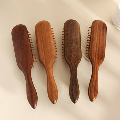 Sorendy Ahşap Dişli Saç Fırçası Doğal Saç Açıcı Kadın Saç Derisi Masaj Tarağı 19 cm AF-102