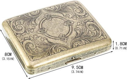 Kısa Sigara Tabakası Kutusu Retro Tasarım Çift Taraflı Tabla Saklama Kutusu ST-108 Metal 95 mm Kare