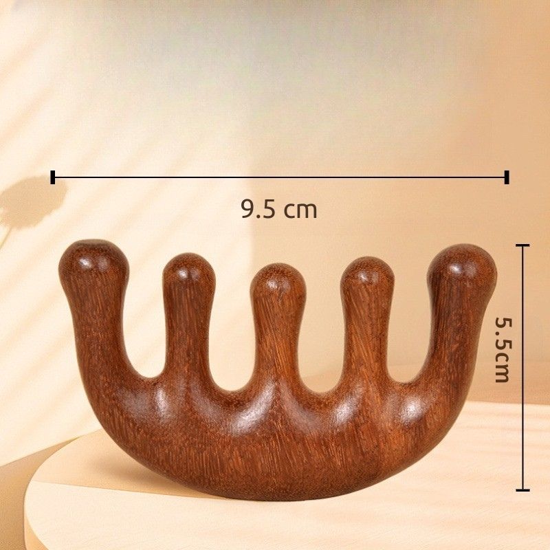 Sorendy Saç Derisi Tarağı Masaj Aleti Ahşap Tarak Meridyen Gua Sha Masaj Aparatı Geniş Dişli Tarak AT-113