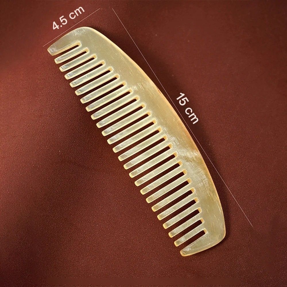 Sorendy Doğal Sığır Boynuzu Seyrek Dişli Kemik Tarak El Yapımı Kıvırcık Saçlar için KT-133 - 15 cm