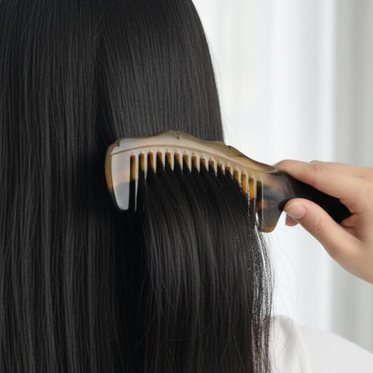 Sorendy Doğal Boynuzdan El Yapımı Kemik Tarak Kıvırcık ve Dalgalı Saçlar için KT-161 - 20 cm Kalın Gövde